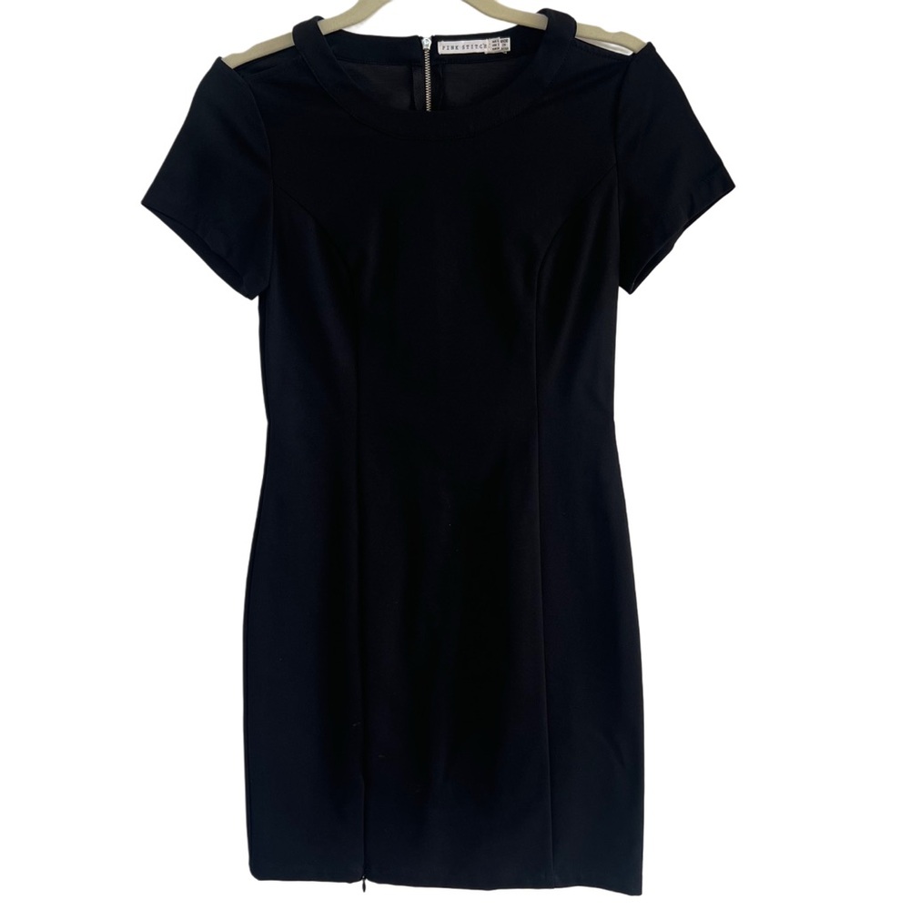 Pink Stitch Black Short Sleeve Mini Dress - Size 2